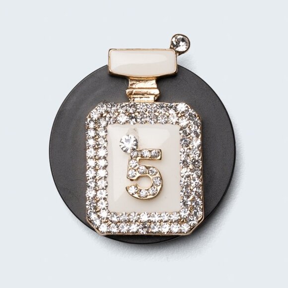 NEW Rhinestone Perfume No. 5 Charm Black Phone Grip/Accessories/Pop Socket Style - Picture 1 of 2